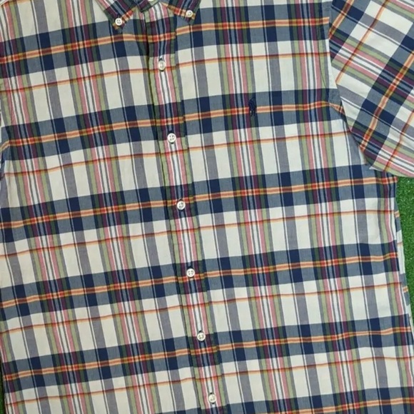 Polo Ralph Lauren Bleeding Madras Shirt Plaid Short Sleeve Button Up Mens Size M - Picture 4 of 4